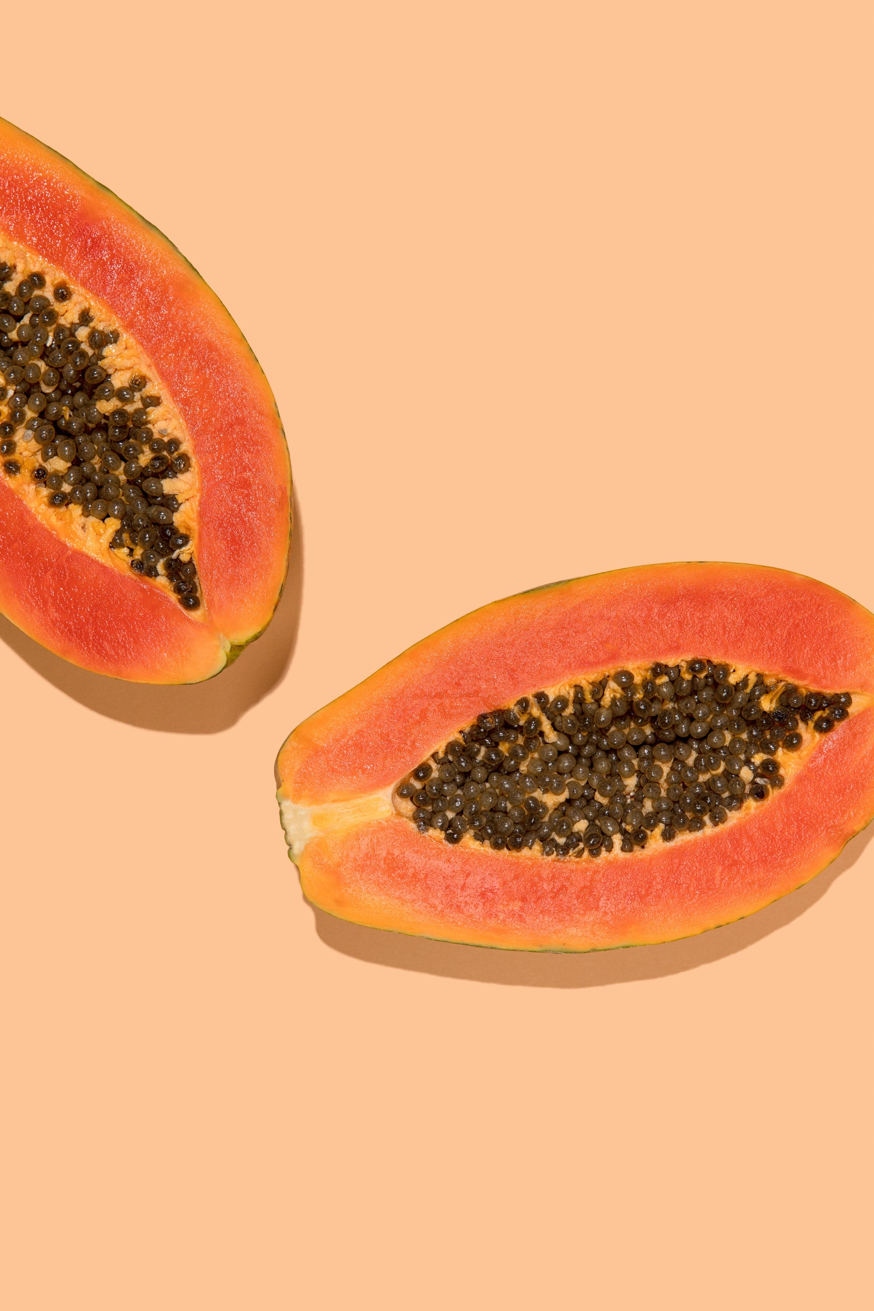 Fresh Ripe Papayas Flat Lay